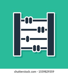Blue Abacus icon isolated on green background. Traditional counting frame. Education sign. Mathematics school.  Vector Illustration
