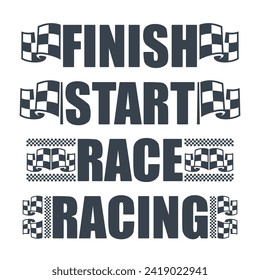 Blue abd white sport background with checkered flags and stars for racing competitions and rally banners