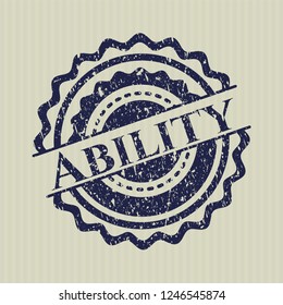 Blue Ability distressed with rubber seal texture