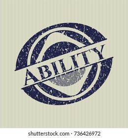 Blue Ability distressed rubber stamp