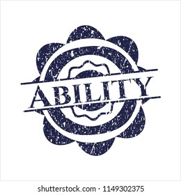 Blue Ability rubber grunge stamp
