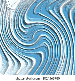 blue abstract 3D curvy wave pattern with embossed white highlighted lines, vector illustration