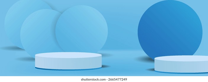 Blaue abstrakte 3D minimale geometrische Form Szene für Produktpräsentation Hintergrund, Zylinderpodium für Display, moderne trendige Design