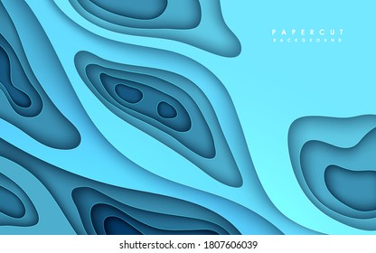 Blue abstract 3d papercut background