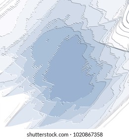 blue abstract 3D pattern with engraved edgy colored areas and white highlighted border, vector illustration