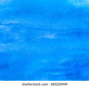 Blue abstract aquarelle background. Hand drawn watercolor texture