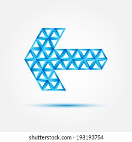 Blue abstract arrow made with triangles - vector geometric symbol