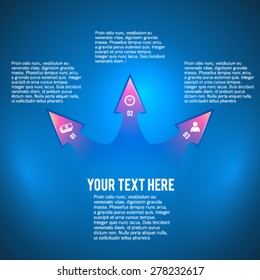 Blue abstract arrows background corporate concepts with icons infographics. Vector illustration EPS 10 for business workflow layout, web banner template, page magazine, brochure design elements