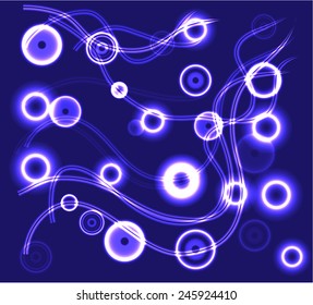 Blue and abstract backdrop with bright lights