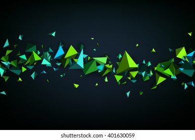 Blue abstract background with 3d figures. Vector illustration.