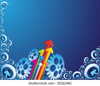 Blue abstract background with arrows
