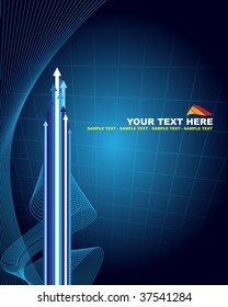 Fondo abstracto azul y flechas