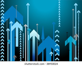 Blue abstract background with arrows