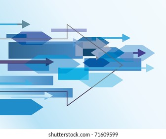 Blue abstract background with arrows. Vector illustration