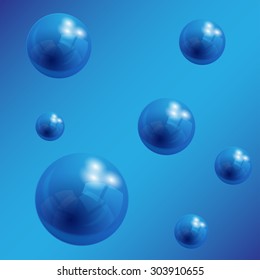 Blue abstract background with balls