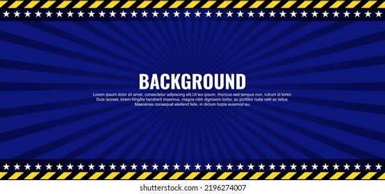 Blue abstract background with black yellow police line