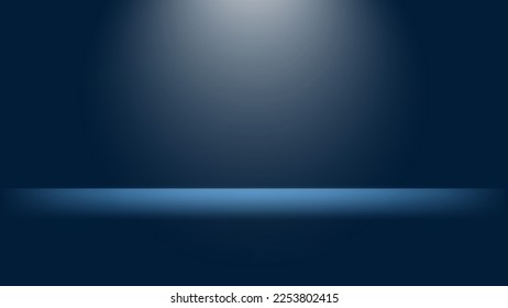 blauer abstrakter Hintergrund. leere dunkle Szene mit Licht und Beleuchtung auf dem Boden im Studioraum