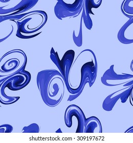 Blue abstract background with blur stains of paint. Seamless pattern for creating card, web page background, wallpaper and textile. Vector illustration.