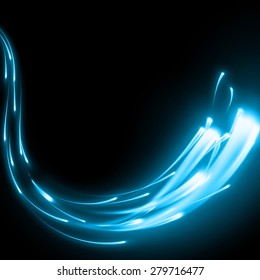 Blue abstract background with blurred magic neon light curved lines. EPS 10 vector file included