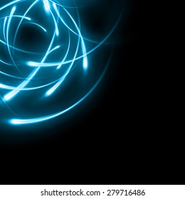 Blue abstract background with blurred magic neon light curved lines. EPS 10 vector file included