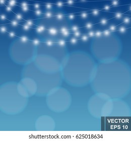 Blue abstract background. Bokeh. Flashlights. For your design.