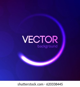 Blue abstract background with bokeh and glitter and bright light circle, glow flow template, vector illustration