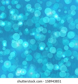 Blue Abstract Background. Bokeh Lights Vector Background. Blurred Background.