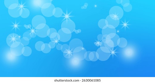 Blue Abstract Background with Bokeh Lights and Sparkling Star Effects