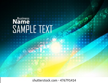 Blue abstract background for business card, banner or template. Background with waves. Illustration of abstract background with bright element