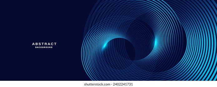  Blue abstract background with circle lines, technology hi-tech futuristic template. Vector illustration.