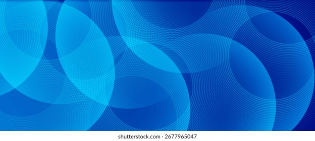 Fondo abstracto azul con combinación de líneas circulares. Ilustración vectorial EPS 10