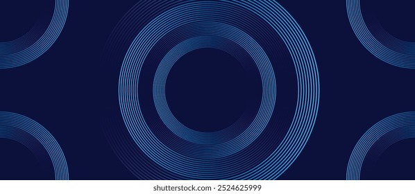 Um fundo abstrato azul com círculos como círculos e linhas.