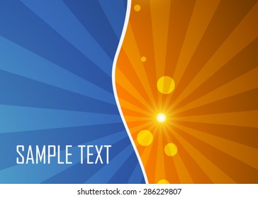 Blue abstract background with circles and rays