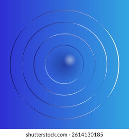 Blue abstract background with a circular concentric design of lines and lights
