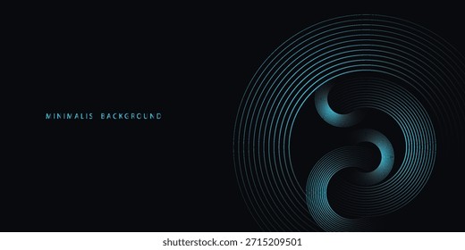 Fundo abstrato azul com linhas circulares, tecnologia modelo futurista. Ilustração vetorial