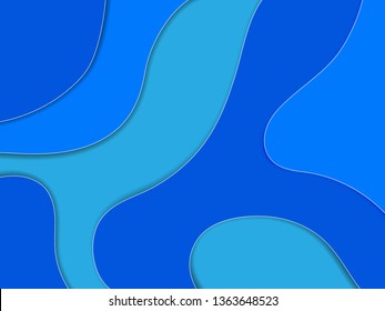 Blue abstract background color 3d paper art illustration. Contrast colors. Abstract vector gradient elements for logo, banner, post