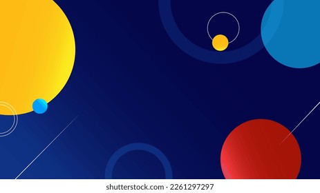 Fondo abstracto azul, burbujas coloridas y formas redondeadas aisladas en fondo degradado azul. Diseño de fondo de escritorio espacial abstracto, ilustración vectorial