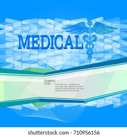 Blue Abstract background - concept alternative medication or vitamin diet. Vector Illustration EPS 10, Graphic Design Editable For Your Design. Beautiful Cover For Medical Business Brochure