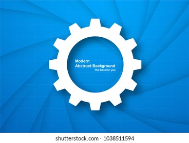 Blue abstract background with copy space for text. Modern template design with gear wheel for cover, web banner, screen and magazine.