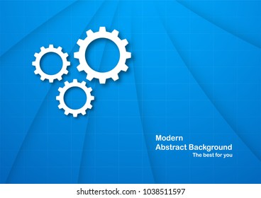 Blue abstract background with copy space for text. Modern template design with gear wheel for cover, web banner, screen and magazine.