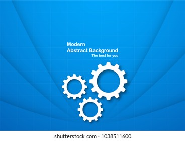 Blue abstract background with copy space for text. Modern template design with gear wheel for cover, web banner, screen and magazine.