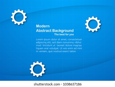 Blue abstract background with copy space for text. Modern template design with gear wheel for cover, web banner, screen and magazine.