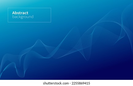 Fondo abstracto azul. Líneas delgadas geométricas curvadas en movimiento dinámico. Imagen vectorial para portada, revista, banner, volante.
