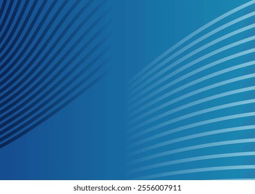 Blue abstract background with curved lines beams