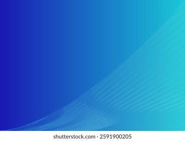 Blue abstract background with a curved surface made of dots on the  right corner