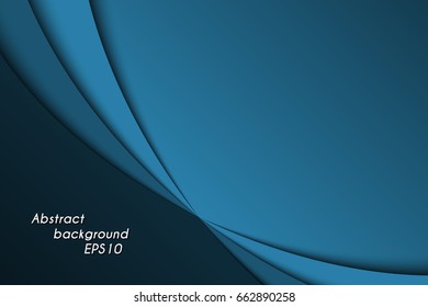 Blue abstract background with dark curves, vector illustration with blank space for your text, business template