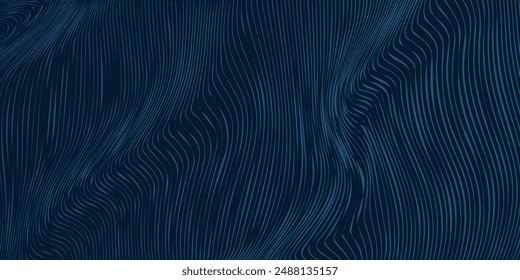 Blue abstract background design. Modern wavy line pattern (guilloche curves) in monochrome colors.