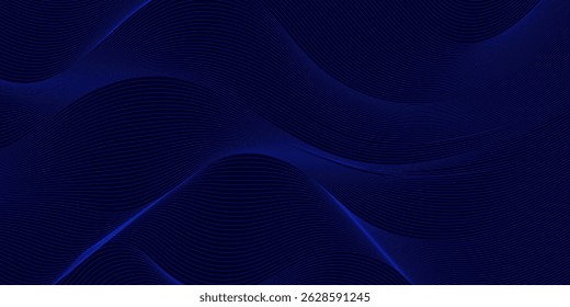 Projeto de fundo abstrato azul. Padrão de linha ondulada moderno em cores monocromáticas. Textura de faixa premium