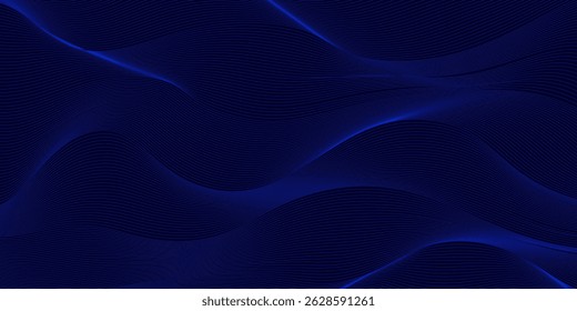 Projeto de fundo abstrato azul. Padrão de linha ondulada moderno em cores monocromáticas. Textura de faixa premium