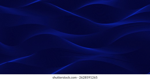 Blue abstract background design. Modern wavy line pattern in monochrome colors. Premium stripe texture